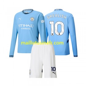 Maillot de Foot Manchester City Jack Grealish 10 Domicile 2024-25 Manches Longues - Enfant